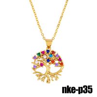 Jewelry Life Tree Eye Pendant Necklace Female Micro-set Color Zircon Necklace Sweater Chain main image 3