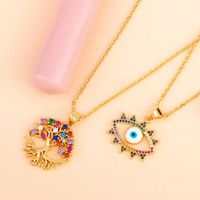 Jewelry Life Tree Eye Pendant Necklace Female Micro-set Color Zircon Necklace Sweater Chain main image 6