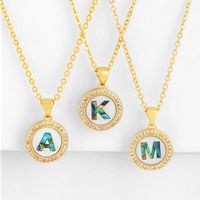 Explosive Letter Necklace Round Colored Shell 26 Letter Diamond Necklace main image 1