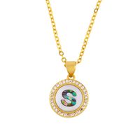 Explosive Letter Necklace Round Colored Shell 26 Letter Diamond Necklace main image 4