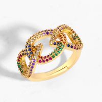 Creative Hot Sale European And American Retro Ring Micro Set With Color Zircon Geometric Ring main image 3
