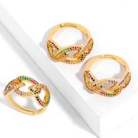 Creative Hot Sale European And American Retro Ring Micro Set With Color Zircon Geometric Ring main image 4