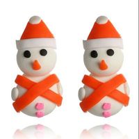 Christmas Series Products Cute Soft Clay Little Snowman Handmade Earrings sku image 1