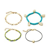 New Jewelry Wholesale Bohemia Pentagram Disc Shell Multilayer Anklet Beach Anklet 4 Piece Set sku image 1