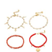 New Jewelry Fashion Alloy Diamond Star Bead Shell 4 Layer Anklet sku image 1