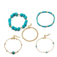 New Jewelry Fashion Handmade Turquoise Rice Beads Chain Eyes 5 Sets Of Anklets sku image 1
