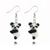 Three-dimensional Realistic Cute Panda Handmade Soft Clay Animal Earrings sku image 1
