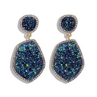 Frosted Alloy Earrings With Diamonds sku image 2