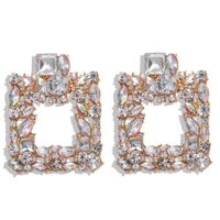 Alloy Diamond Square Earrings Luxury Rhinestone Earrings sku image 1