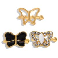 Alloy Studded Butterfly Ear Stud Earrings Simple Wild Jewelry Set Wholesale sku image 3