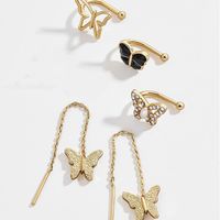 Alloy Studded Butterfly Ear Stud Earrings Simple Wild Jewelry Set Wholesale sku image 4