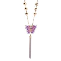 Korean Crystal Diamond Clavicle Chain Butterfly Pendant New Exaggerated Tassel Sweater Chain sku image 1