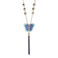 Korean Crystal Diamond Clavicle Chain Butterfly Pendant New Exaggerated Tassel Sweater Chain sku image 4