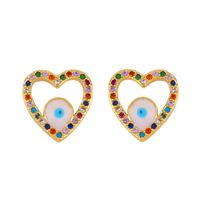 Earrings Micro Inlaid Colorful Diamond Drip Oil Eyes Love Earrings Geometric Cross Zircon Earrings sku image 1