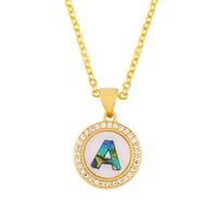Explosive Letter Necklace Round Colored Shell 26 Letter Diamond Necklace sku image 3