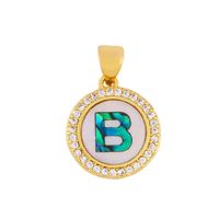 Explosive Letter Necklace Round Colored Shell 26 Letter Diamond Necklace sku image 4