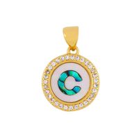 Explosive Letter Necklace Round Colored Shell 26 Letter Diamond Necklace sku image 5