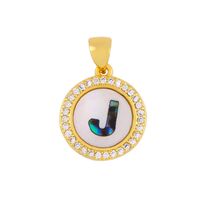 Explosive Letter Necklace Round Colored Shell 26 Letter Diamond Necklace sku image 11