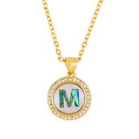 Explosive Letter Necklace Round Colored Shell 26 Letter Diamond Necklace sku image 13