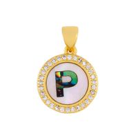 Explosive Letter Necklace Round Colored Shell 26 Letter Diamond Necklace sku image 15