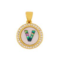 Explosive Letter Necklace Round Colored Shell 26 Letter Diamond Necklace sku image 18