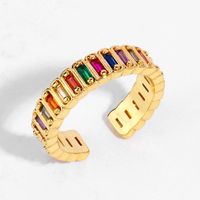 Grenz Überschreiten Der Neuer Schmuck, Leicht Eingelegte Regenbogen-retro-eröffnungs Ring, Weiblicher All-match-diamant Ring Im Europäischen Und Amerikanischen Stil, Rij24 sku image 1