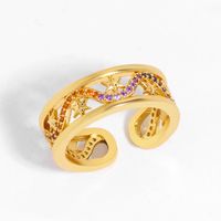 Personalized Vintage Ring Micro Inlaid Zircon Open Ring Fashion Geometric Hollow Ring sku image 1