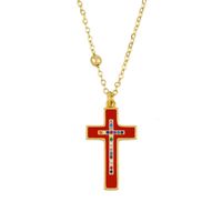 Classic Retro Cross Necklace Dripping Diamond Cross Pendant sku image 1