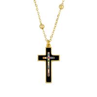 Europäische Und Amerikanische Klassische Retro-kreuz Halskette Tropf Öl Eingelegt Mit Farbigen Diamanten Kreuz Anhänger Männer Und Frauen Paar Halskette Nkq07 sku image 2