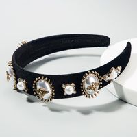 Baroque Style Hair Accessories Black Gold Velvet With Rhinestone Alloy Bee And Pearl Female Hair Hoop main image 3