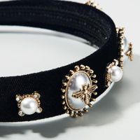 Baroque Style Hair Accessories Black Gold Velvet With Rhinestone Alloy Bee And Pearl Female Hair Hoop main image 4
