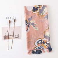 Autumn And Winter Women's Cotton Scarf Fashion Splash Ink Flowers Fashion Sun Shawl main image 3