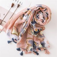 Autumn And Winter Women's Cotton Scarf Fashion Splash Ink Flowers Fashion Sun Shawl main image 5