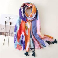 Pink Cotton Scarf Soft Touch Sun Protection Sea Shawl Vacation main image 2