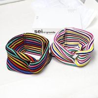 Rainbow Striped Headband Autumn And Winter Hot Sale Knotted Headscarf main image 5