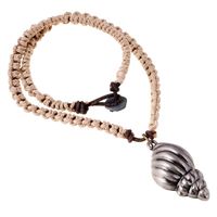 Vintage Woven Leather Necklace Conch Pendant Men Necklace Foreign Trade Jewelry Leather Necklace main image 1