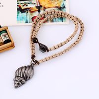 Vintage Woven Leather Necklace Conch Pendant Men Necklace Foreign Trade Jewelry Leather Necklace main image 3