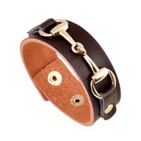 Punk-hersteller Liefern Direkt Einfache Leder Armbänder, Zweirängig Verstellbare Druckknöpfe, Studenten Schmuck, Europäische Und Amerikanische Grenz Überschreitende Accessoires main image 1