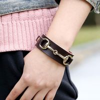 Punk-hersteller Liefern Direkt Einfache Leder Armbänder, Zweirängig Verstellbare Druckknöpfe, Studenten Schmuck, Europäische Und Amerikanische Grenz Überschreitende Accessoires main image 3