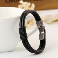 Cowhide Leather Bracelet Men's Accessories Leather Woven Handmade Leather Men main image 4