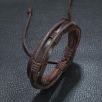 Hand-woven Vintage Leather Bracelet Jewelry Wholesale Simple Men's Leather Bracelet main image 4