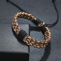 Vintage Woven Leather Bracelet Simple Men's Imitation Cowhide Bracelet Bracelet Adjustable main image 4