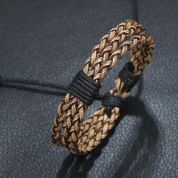 Vintage Woven Leather Bracelet Simple Men's Imitation Cowhide Bracelet Bracelet Adjustable main image 3