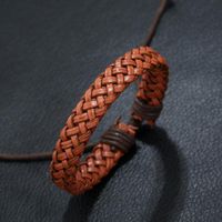 New Jewelry Retro Woven Leather Bracelet Simple Imitation Cowhide Bracelet Bracelet Adjustable main image 3