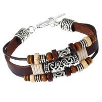 Punk Handmade Beaded Leather Bracelet main image 1