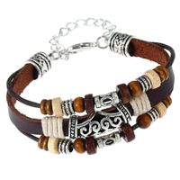 Punk Handmade Beaded Leather Bracelet main image 6