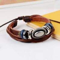 Handmade String Wood Beads Woven Leather Bracelet Wholesale main image 4