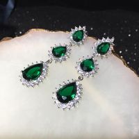 S925 Silver Needle Emerald Earrings Long Ultra Flash Accessories Water Drop Tassel Earrings main image 4