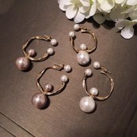 Koreanische Mode Doppelseitige Perlen Unregelmäßige Geometrische Kreis Ohrringe Süße Damen Damen Ohrringe S925 Silver Needle main image 2