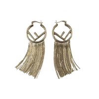 Gold-plated Letter F Earrings Metal Long Fringe Earrings main image 6